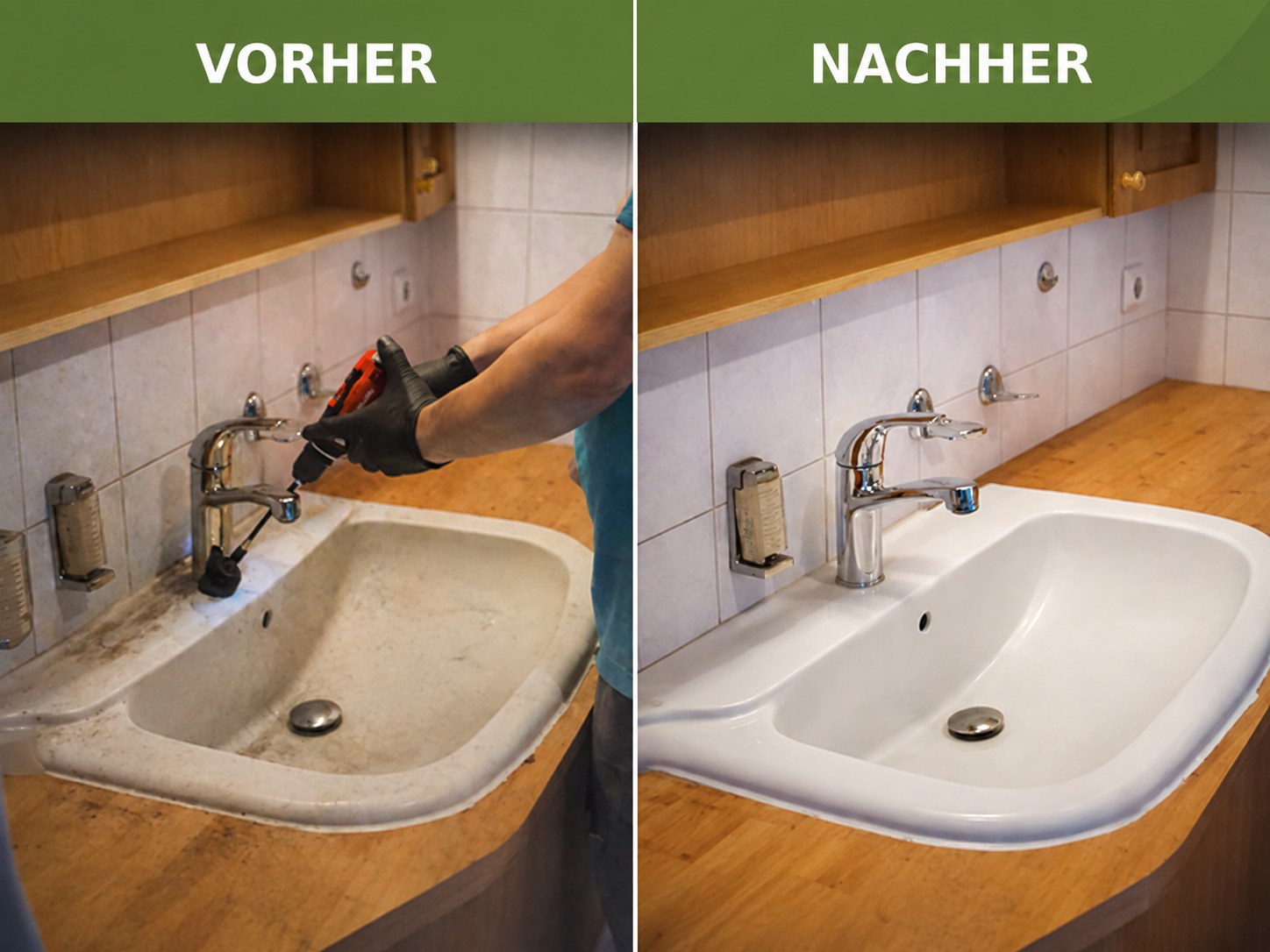 Vorher-Nachher-Beispiel einer Gebäudereinigung
